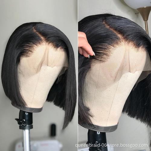 Short Bob Brazilian Straight 13x4 Lace Front Human Hair Wigs For Black Women Pre Pluck With Baby Hair 4x4 Closure Wig Remy